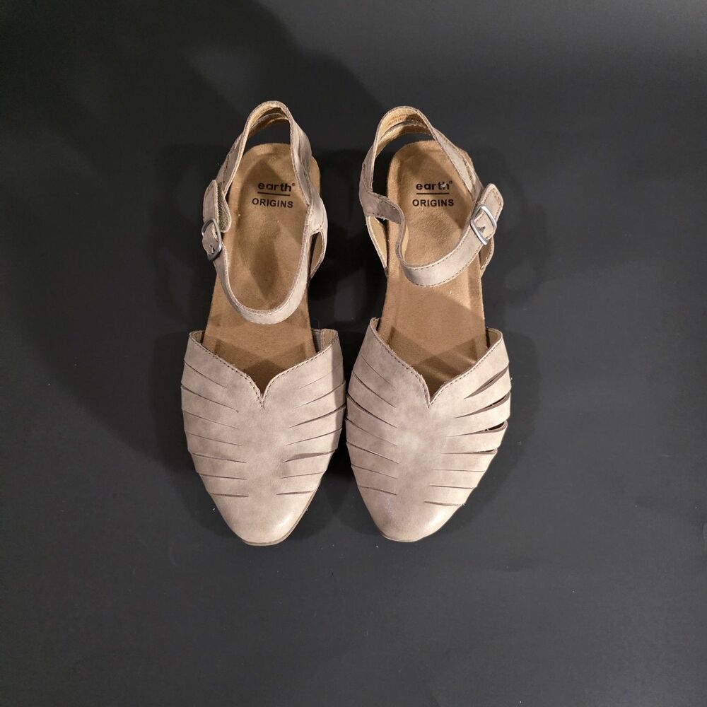 Earth Origins Suede Close Toe Sandals Beige sz 7.5M - Picture 5 of 12